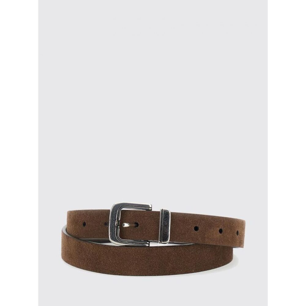 Brunello Cucinelli Men Brunello Cucinelli Slim Suede Calfskin Belt With Buckle
